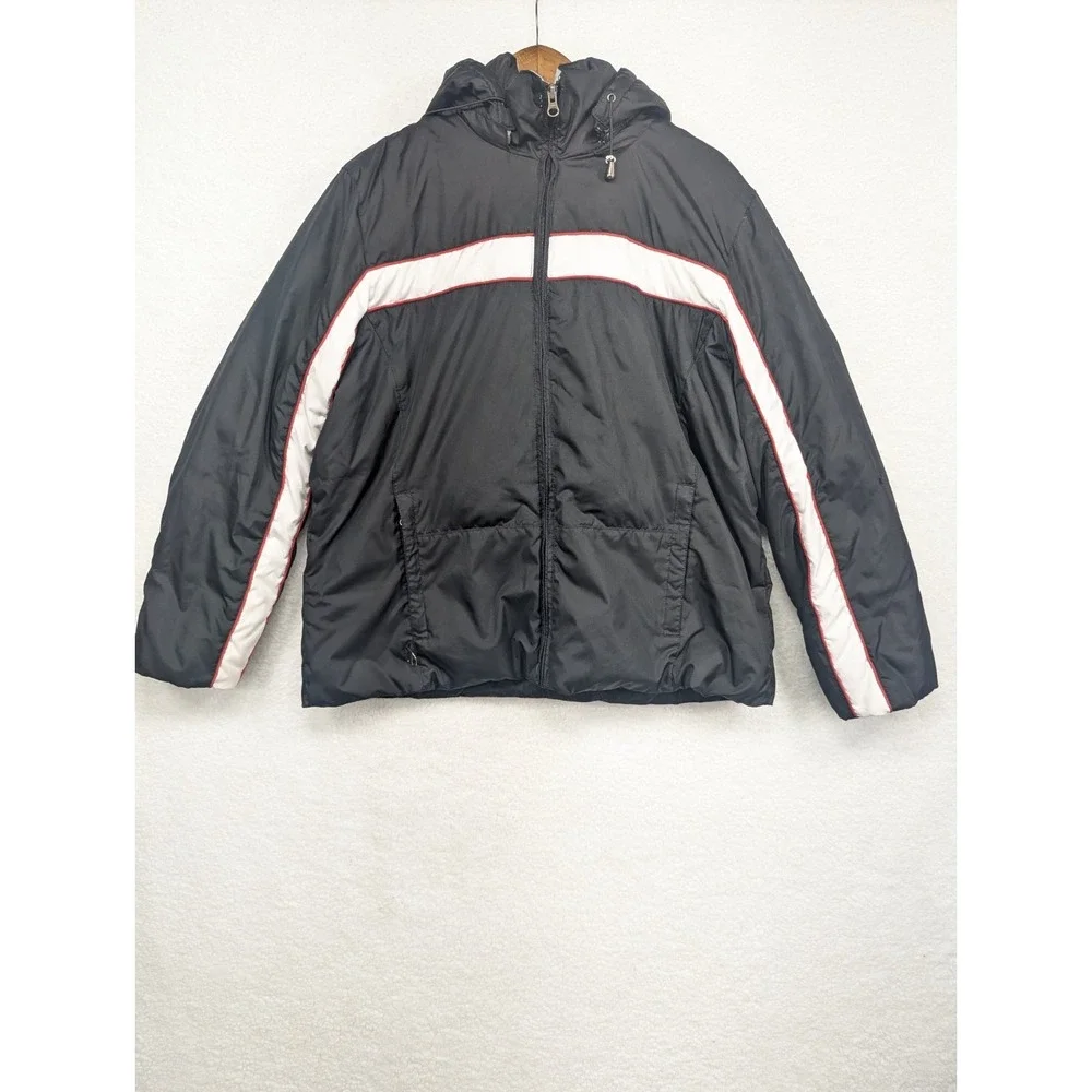 Covington Women's Black Feather Puffer Fleece Lined Reversible Puffer‎ Jacket XL